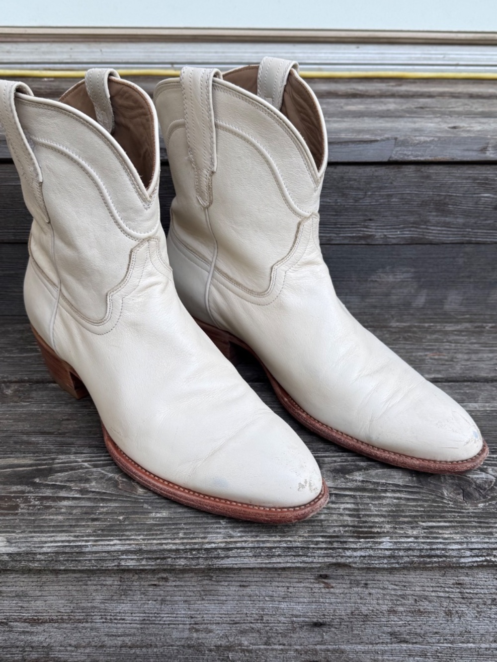 Tecovas The Penny Western Ankle Bootie – Bone Calf – Women's 12B